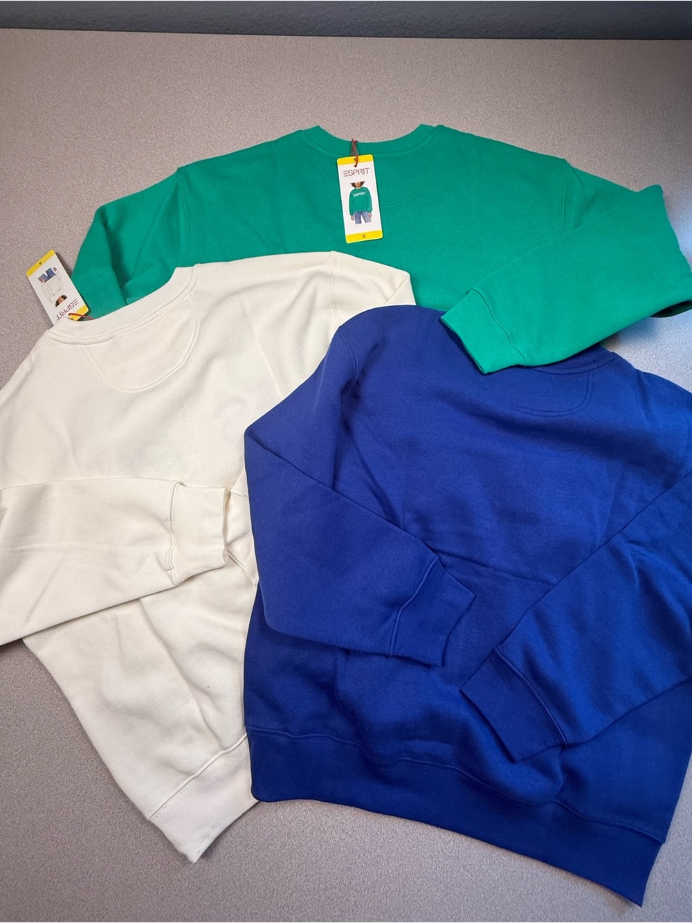 Set Of 3 Esprit Sweatshirts Fleece Viral Retro 80’s Size Small - Picture 10 of 10